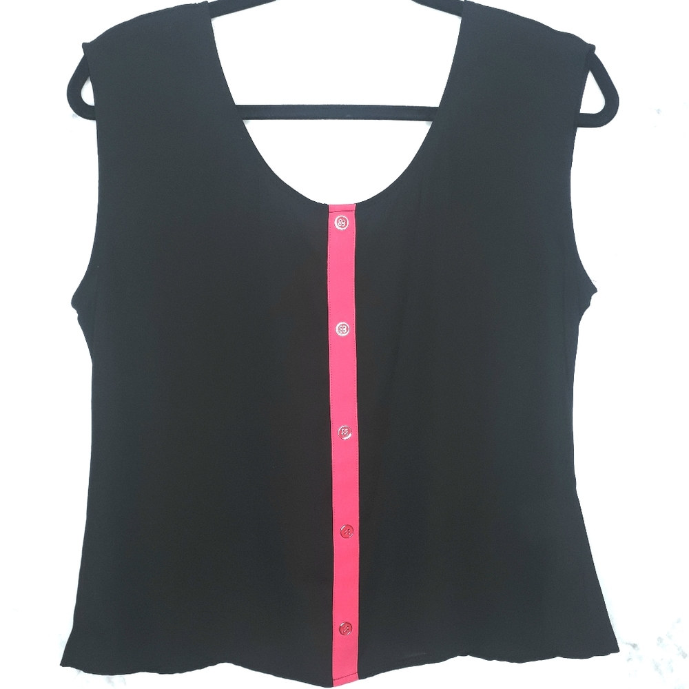 Sears Chiffon Top Sleeveless Black Blouse Pink